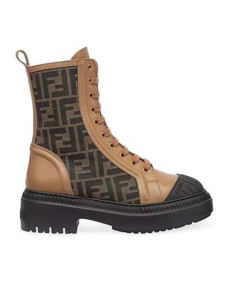 fendi jacquard ff lug-sole combat boots